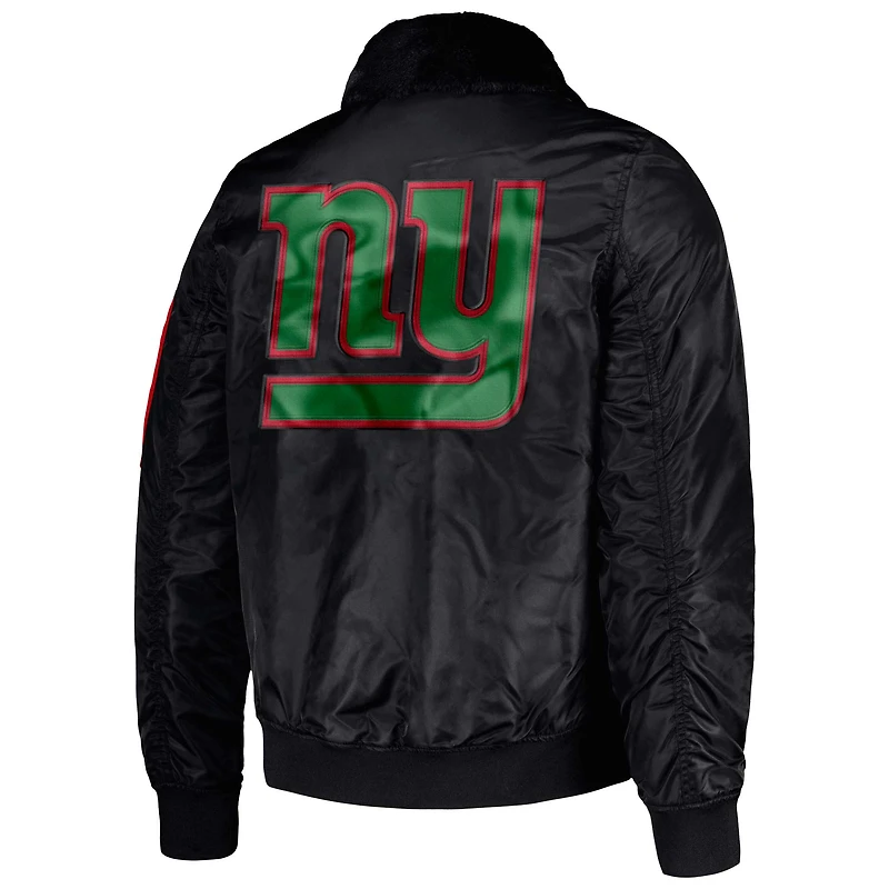 Veste zippée en satin noir Starter x Ty Mopkins New York Giants, édition spéciale Mois de l'histoire des Noirs