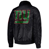 Veste zippée en satin noir Starter x Ty Mopkins New York Giants, édition spéciale Mois de l'histoire des Noirs