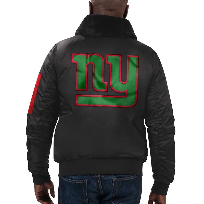 Veste zippée en satin noir Starter x Ty Mopkins New York Giants, édition spéciale Mois de l'histoire des Noirs
