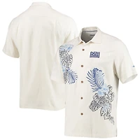 Chemise boutonnée Tommy Bahama Cream pour homme New York Giants Throwback Sport La Playa Luau Camp