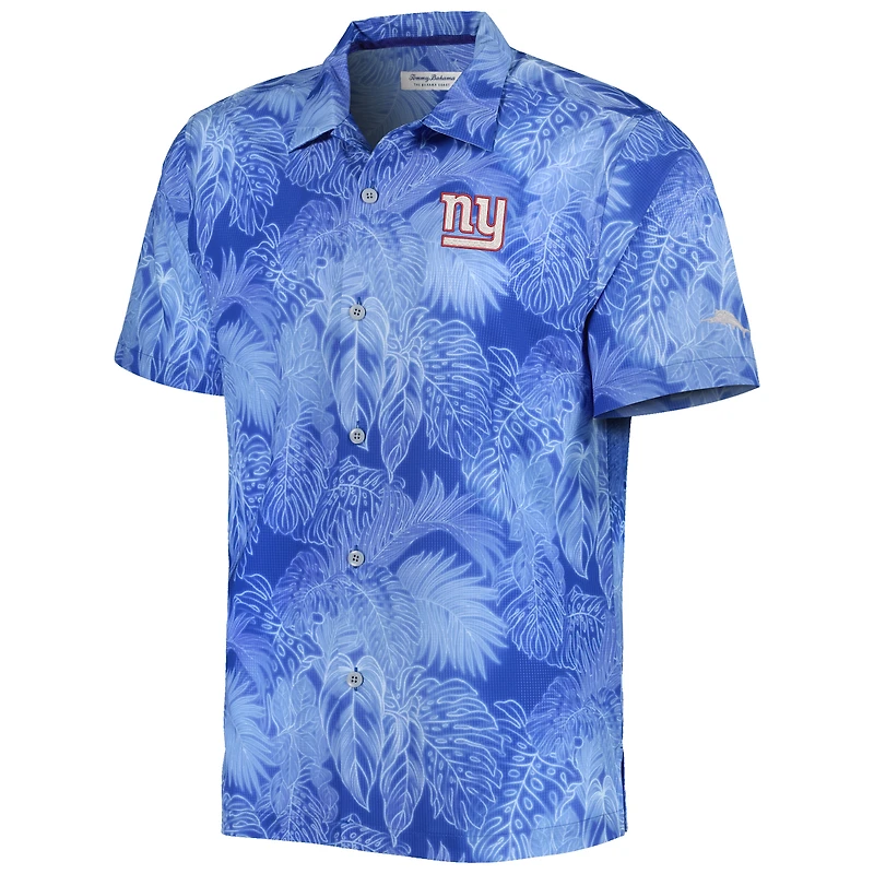 Men's Tommy Bahama Royal New York Giants Coast Luminescent Fronds Camp IslandZone Button-Up Shirt