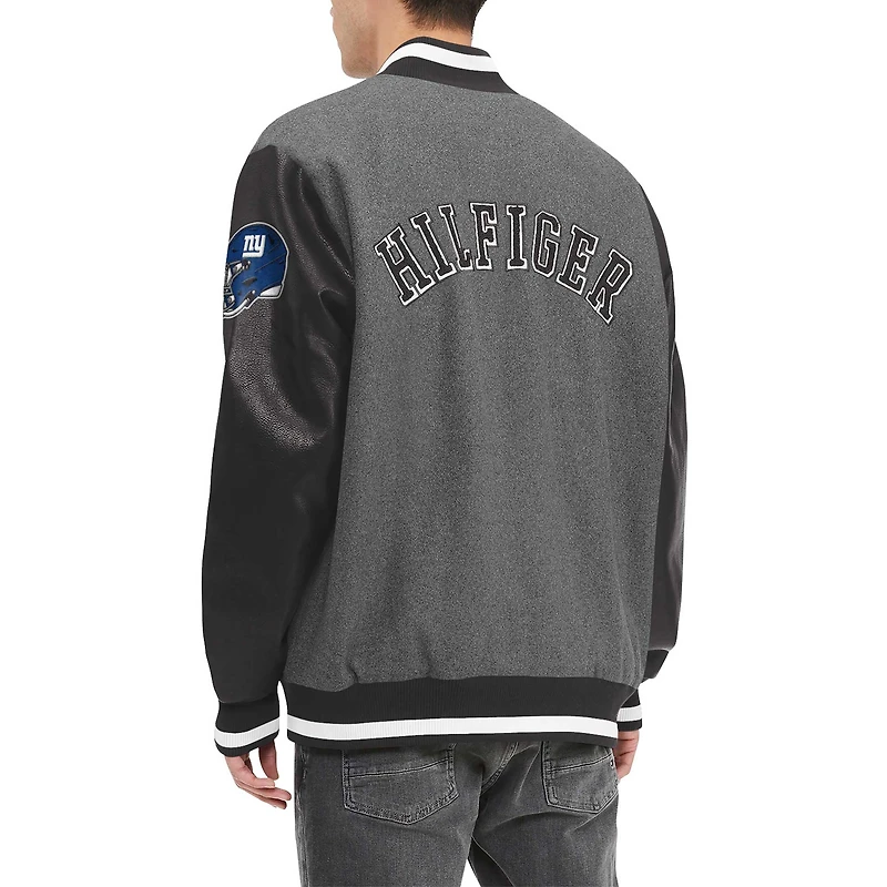 Men's Tommy Hilfiger  Heather Gray/Black New York Giants Gunner Full-Zip Varsity Jacket