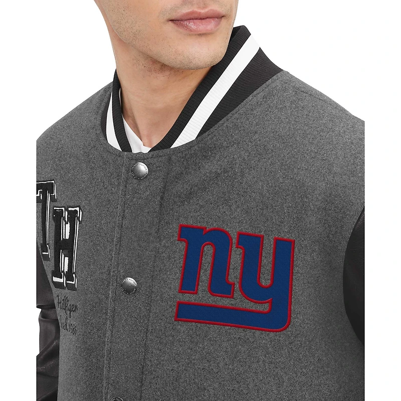 Men's Tommy Hilfiger  Heather Gray/Black New York Giants Gunner Full-Zip Varsity Jacket