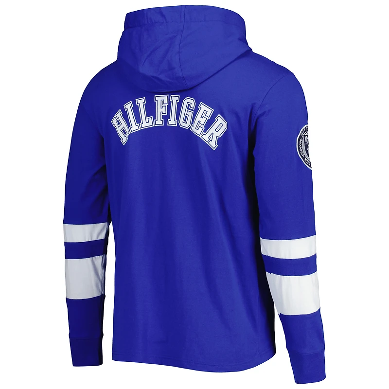 Men's Tommy Hilfiger Royal/White New York Giants Alex Long Sleeve Hoodie T-Shirt