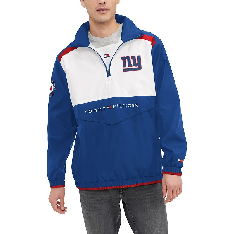 Haut à capuche demi-zip Tommy Hilfiger Royal/White New York Giants Carter pour hommes