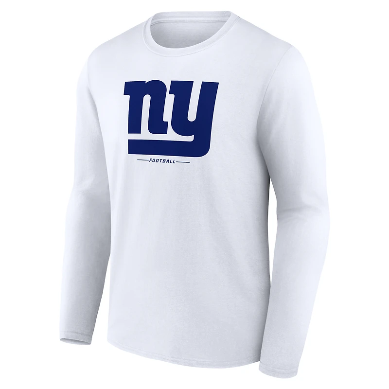 Men's  White New York Giants Team Lockup Long Sleeve T-Shirt