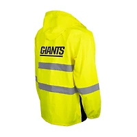 Veste de sécurité imperméable à capuche entièrement zippée jaune New York Giants pour homme
