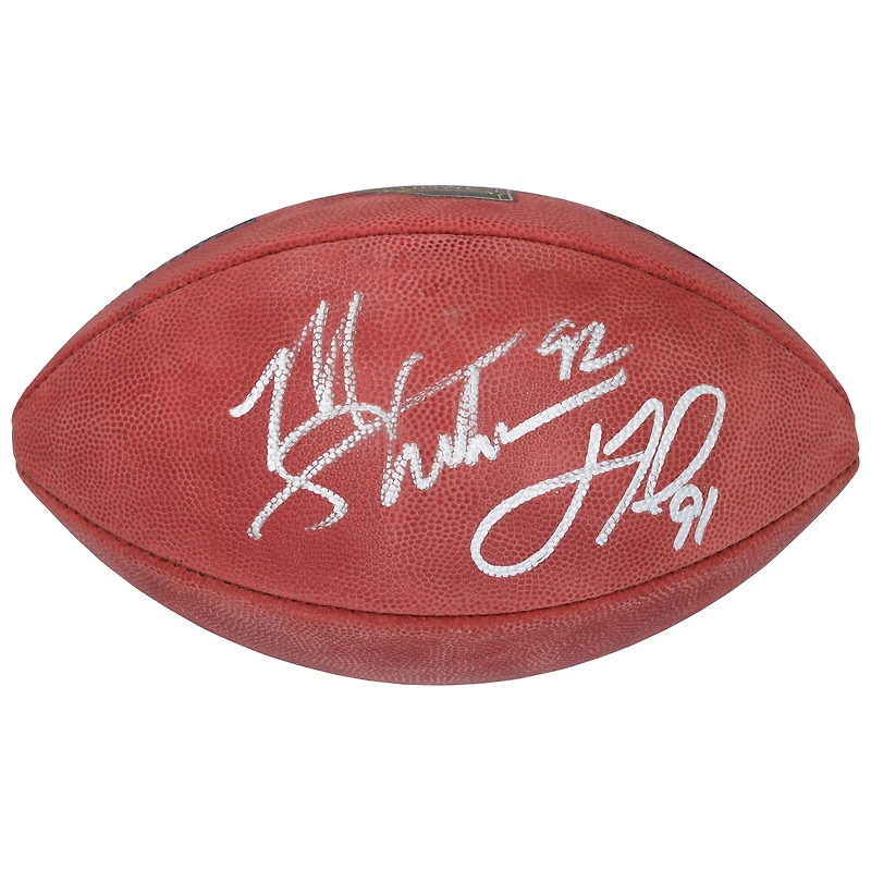 Ballon de football Wilson Super Bowl XLII autographié par Michael Strahan et Justin Tuck des New York Giants