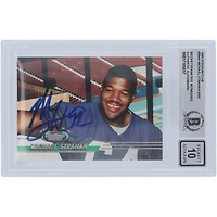 Michael Strahan New York Giants Autographié 1993 Topps Stadium Club Error No Draft Logo #384 Beckett Fanatics Witnessed Authenticated 10 Rookie Card