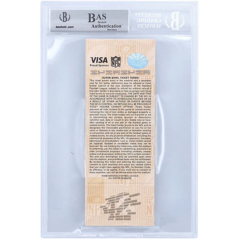 Billet dédicacé par Michael Strahan des New York Giants avec l'inscription « SB XLII Champs »