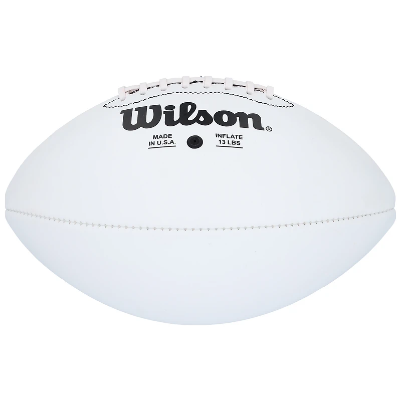 Ballon de football Wilson à panneau blanc autographié par Michael Strahan, des Giants de New York, pour le 100e anniversaire de sa saison, avec inscription « HOF 14 ».