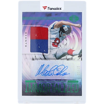 Carte Panini Illusions bicolore dédicacée 2020 de Morten Andersen, New York Giants, relique utilisée en jeu #IJ-MAN #7/10