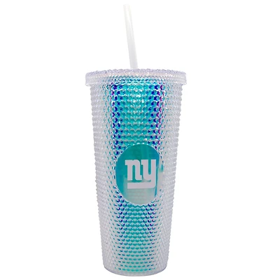 Géants de New York 24oz. Gobelet de voyage clouté irisé avec paille