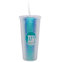 Géants de New York 24oz. Gobelet de voyage clouté irisé avec paille