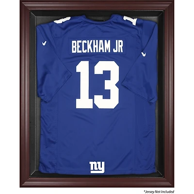 Vitrine de présentation encadrée en acajou pour maillots des New York Giants