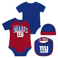 Newborn & Infant New York Giants Dynamic Duo Bodysuit, Bib Knit Hat Set