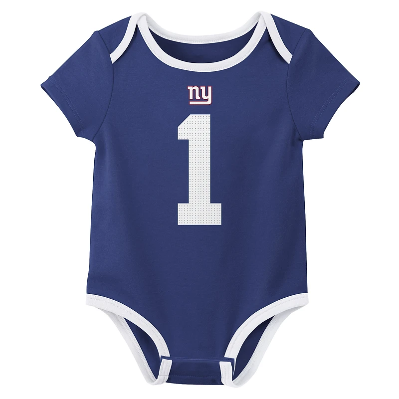 Ensemble de 3 bodies Nike Malik Nabers pour nouveau-né et bébé, avec nom numéro des New York Giants