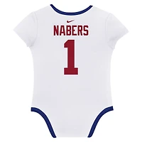 Ensemble de 3 bodies Nike Malik Nabers pour nouveau-né et bébé, avec nom numéro des New York Giants