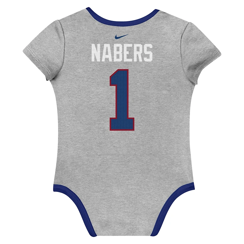 Ensemble de 3 bodies Nike Malik Nabers pour nouveau-né et bébé, avec nom numéro des New York Giants
