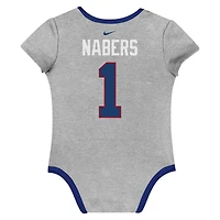Ensemble de 3 bodies Nike Malik Nabers pour nouveau-né et bébé, avec nom numéro des New York Giants
