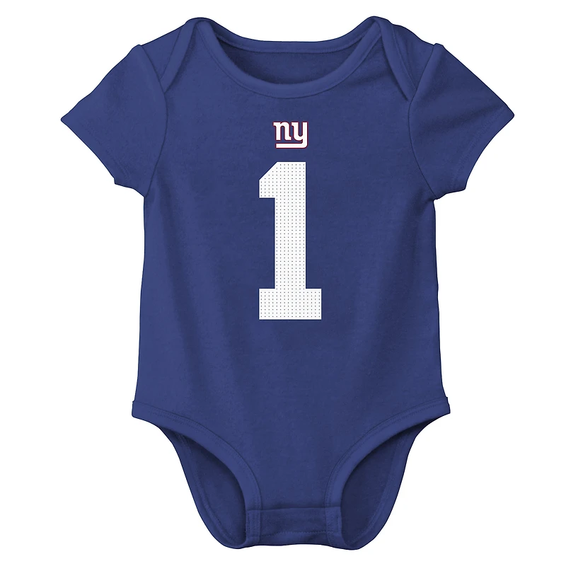 Body Nike Malik Nabers Royal New York Giants avec nom et numéro de joueur pour nouveau-né bébé