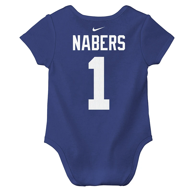 Body Nike Malik Nabers Royal New York Giants avec nom et numéro de joueur pour nouveau-né bébé