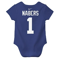 Body Nike Malik Nabers Royal New York Giants avec nom et numéro de joueur pour nouveau-né bébé