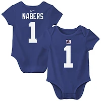 Body Nike Malik Nabers Royal New York Giants avec nom et numéro de joueur pour nouveau-né bébé