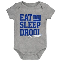 Newborn & Infant Royal/Red/Heather Gray New York Giants Three-Pack Eat, Sleep Drool Retro Bodysuit Set