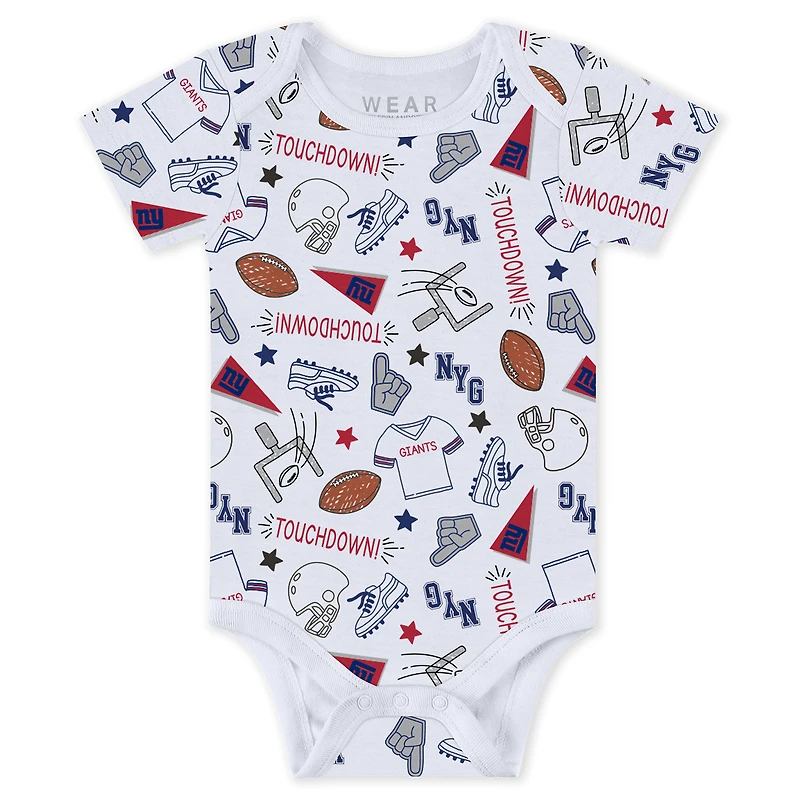 Newborn & Infant WEAR by Erin Andrews New York Giants Three-Piece Turn Me Around Bodysuits Pant Set