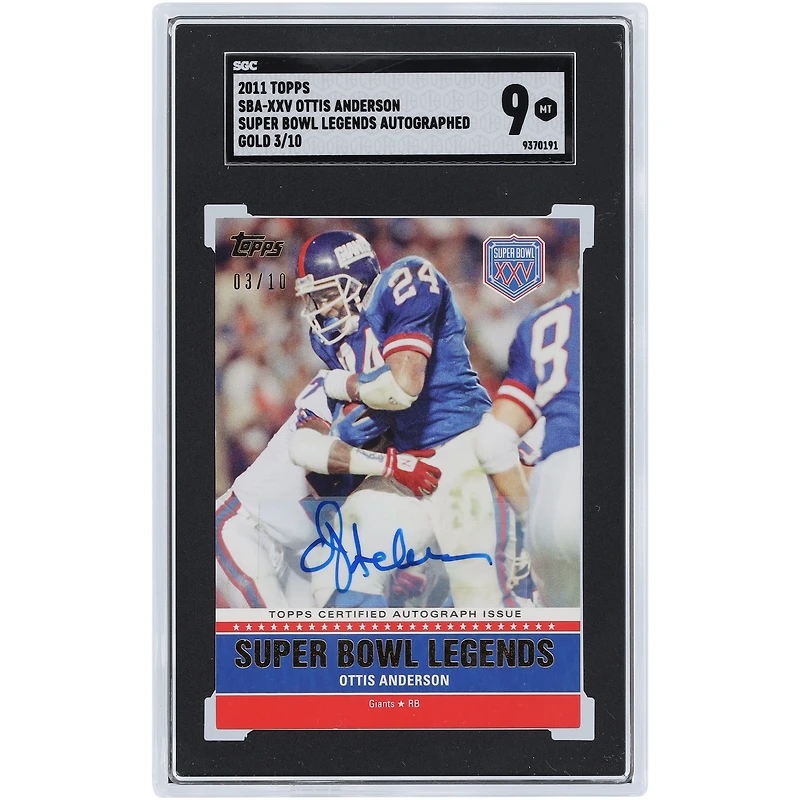 Ottis Anderson New York Giants Autographed 2011 Topps Super Bowl Legends Gold #SBA-XXV #3/10 SGC Authenticated 9 Card