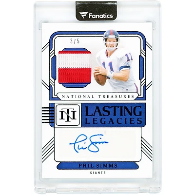 Phil Simms New York Giants Autographed 2024 Panini National Treasures Lasting Legacies Dual-Color Relic #LL-PSS #3/5 Card