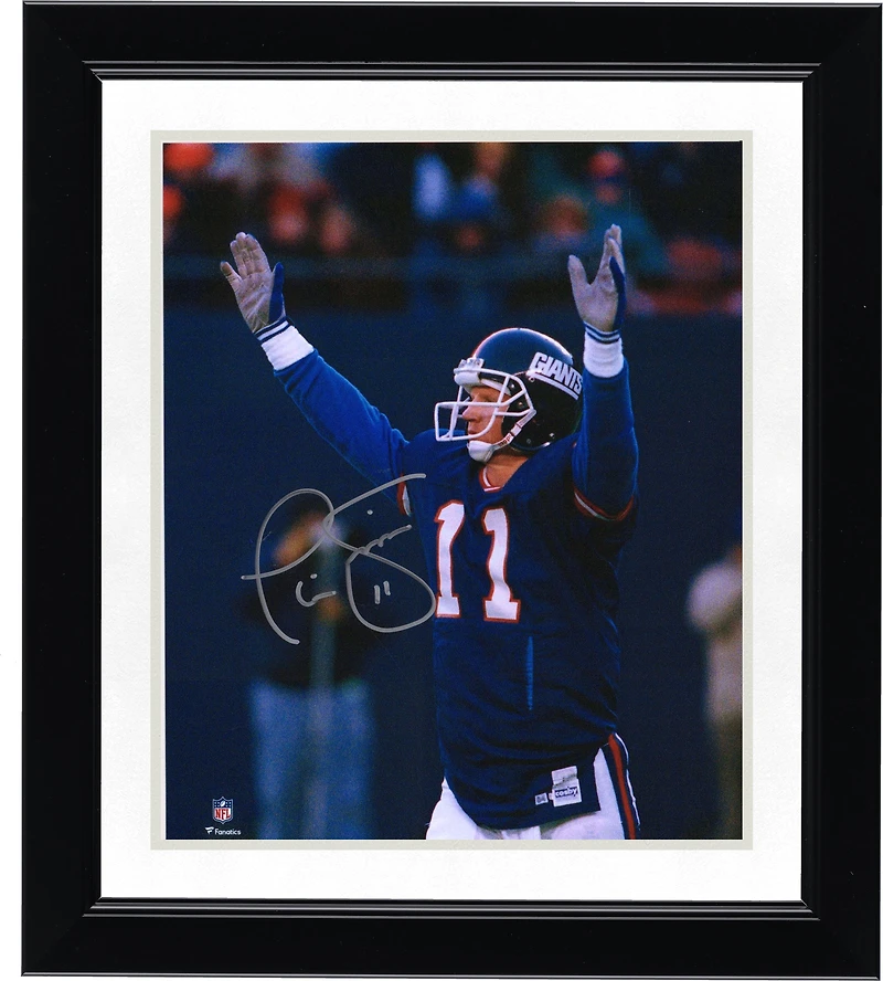 Photo dédicacée de Phil Simms (New York Giants), format 20 x 25 cm, bras levés, en signe de célébration