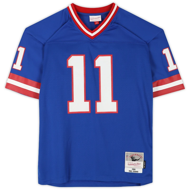 Phil Simms New York Giants Autographed Mitchell & Ness Blue Replica Jersey with "SB XXI MVP" Inscription