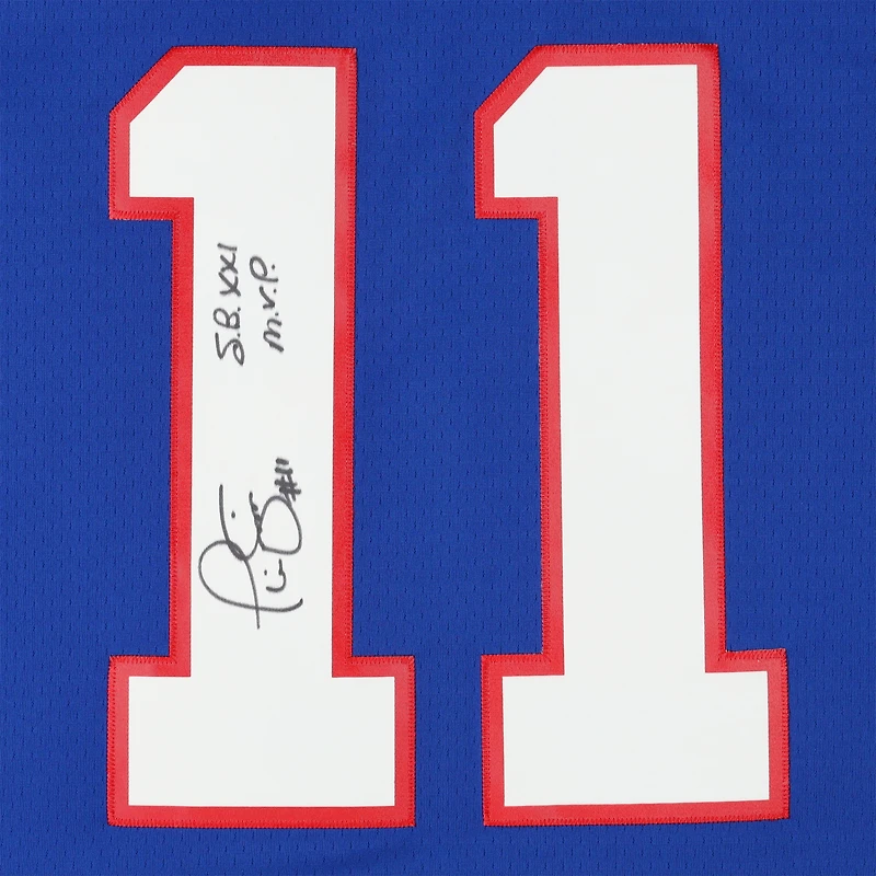 Phil Simms New York Giants Autographed Mitchell & Ness Blue Replica Jersey with "SB XXI MVP" Inscription