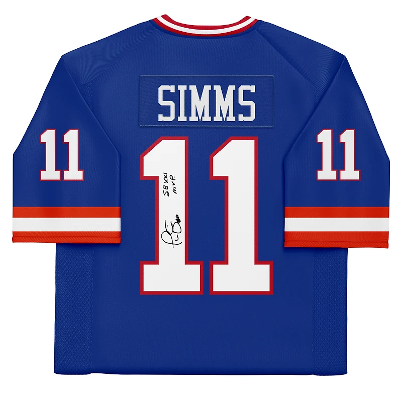 Phil Simms New York Giants Autographed Mitchell & Ness Blue Replica Jersey with "SB XXI MVP" Inscription