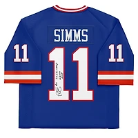 Maillot réplique autographié par Phil Simms des New York Giants avec Mitchell & Ness Royal et inscriptions « 2X S.B. CHAMP S.B. XXI M.V.P. »