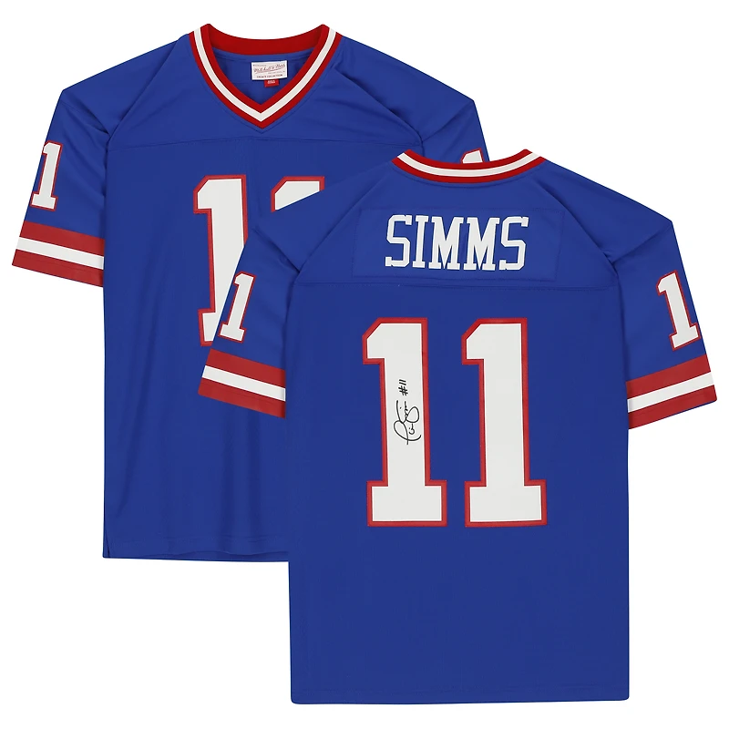 Phil Simms New York Giants Autographed Mitchell & Ness Royal Replica Jersey