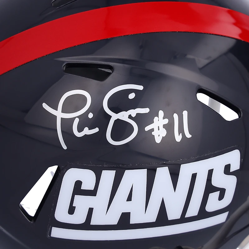 Casque miniature de vitesse rétro autographié par Phil Simms des New York Giants Riddell 1981-1999