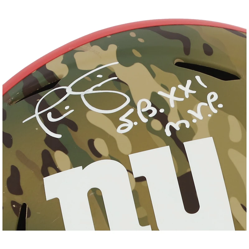 Phil Simms New York Giants Autographed Riddell Camo Alternate Speed Replica Helmet with "SB XXI MVP" Inscription