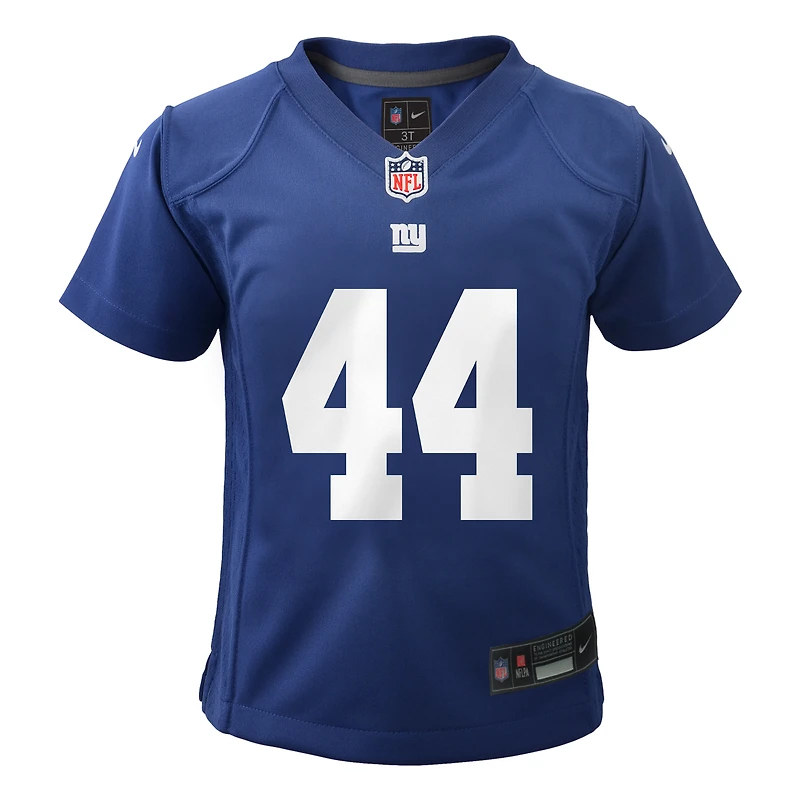 Maillot de match Nike Cam Skattebo Royal des Giants New York pour enfants d'âge préscolaire