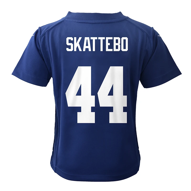 Maillot de match Nike Cam Skattebo Royal des Giants New York pour enfants d'âge préscolaire