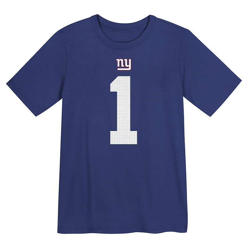 T-shirt Nike pour enfant d'âge préscolaire avec nom et numéro Malik Nabers Royal New York Giants