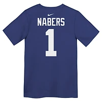 T-shirt Nike pour enfant d'âge préscolaire avec nom et numéro Malik Nabers Royal New York Giants