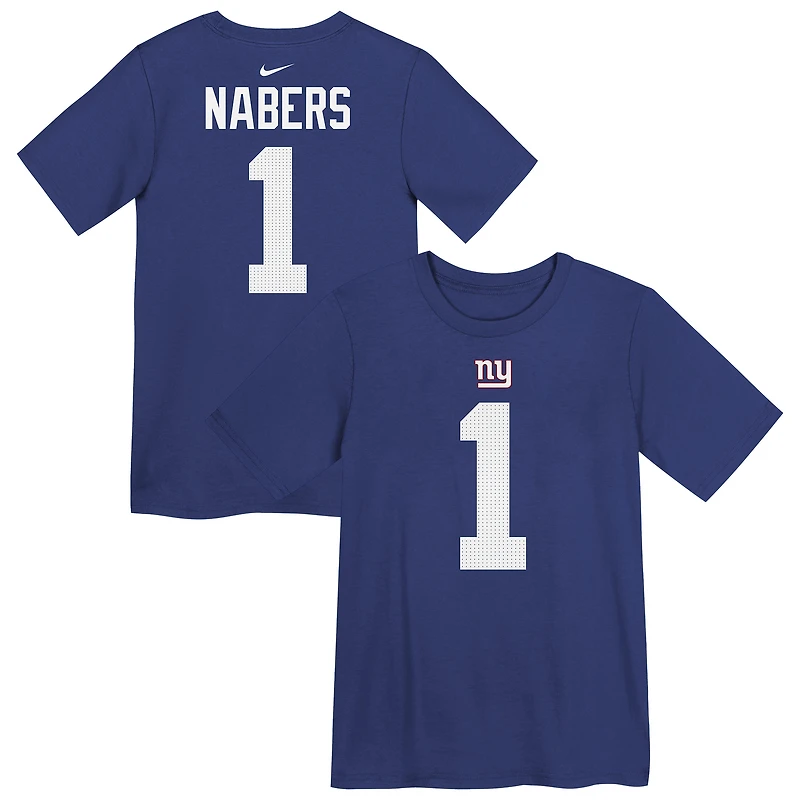 Preschool Nike Malik Nabers Royal New York Giants Player Name & Number T-Shirt