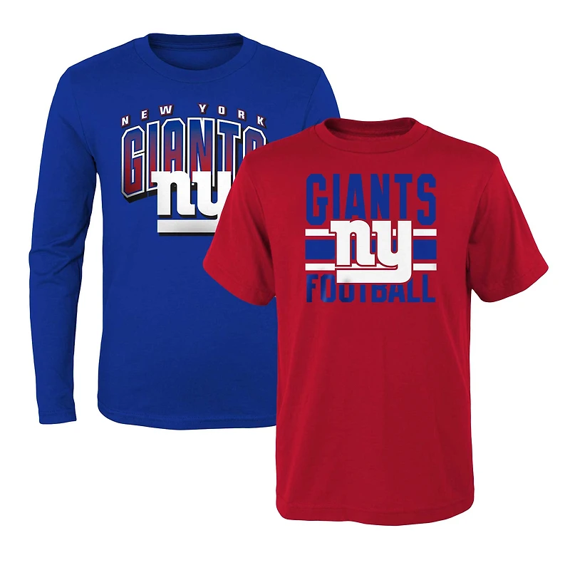 Preschool Red/Royal New York Giants Fan Fave T-Shirt Combo Set