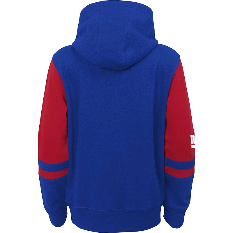 Sweat à capuche entièrement zippé blocs de couleurs Royal New York Giants Stadium pour enfants d'âge préscolaire