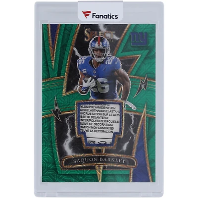 Carte Saquon Barkley New York Giants 2021 Panini Select Green Sparks Prizm Laundry Tag Relic #SP-SBA #1/5