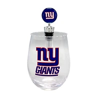 Verre à vin sans pied de 15 oz avec bouchon pour bouteille de vin des New York Giants de The Memory Company