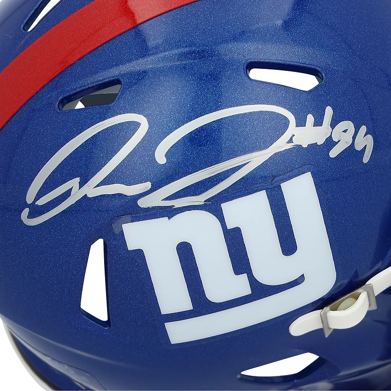 Theo Johnson New York Giants Autographed Riddell Speed Mini Helmet